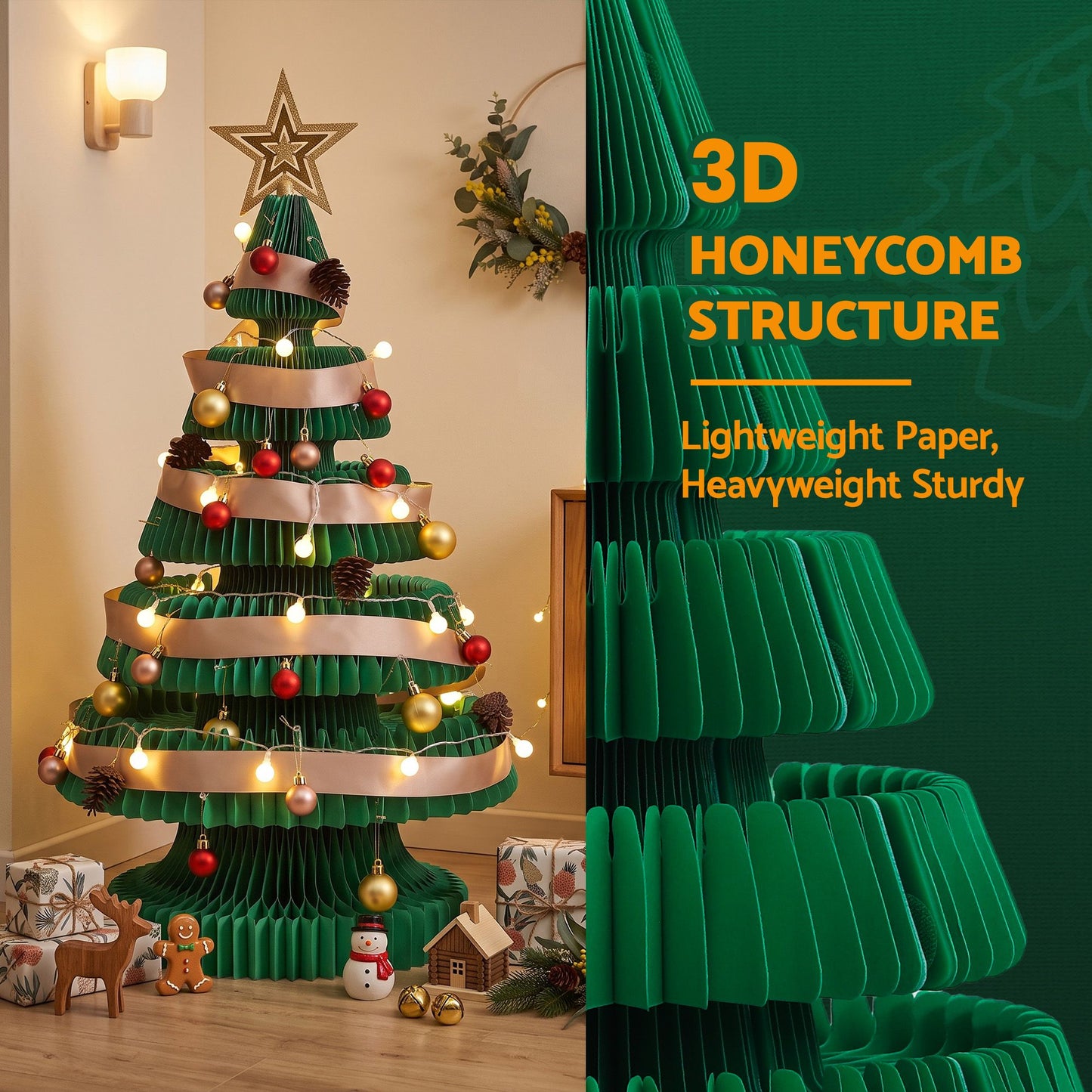 Jingle Jollys Paper Christmas Tree - 87cm - Green