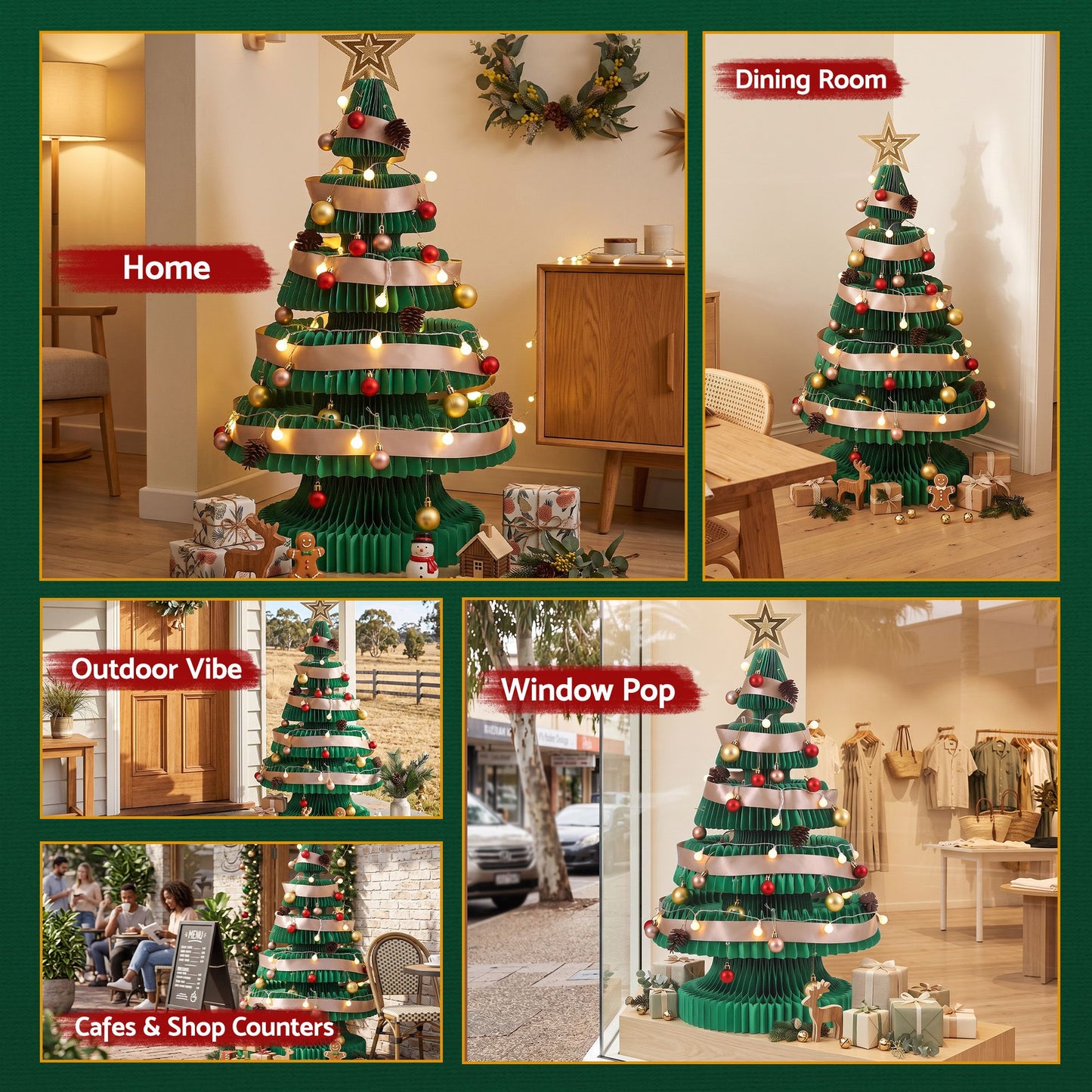Jingle Jollys Paper Christmas Tree - 87cm - Green