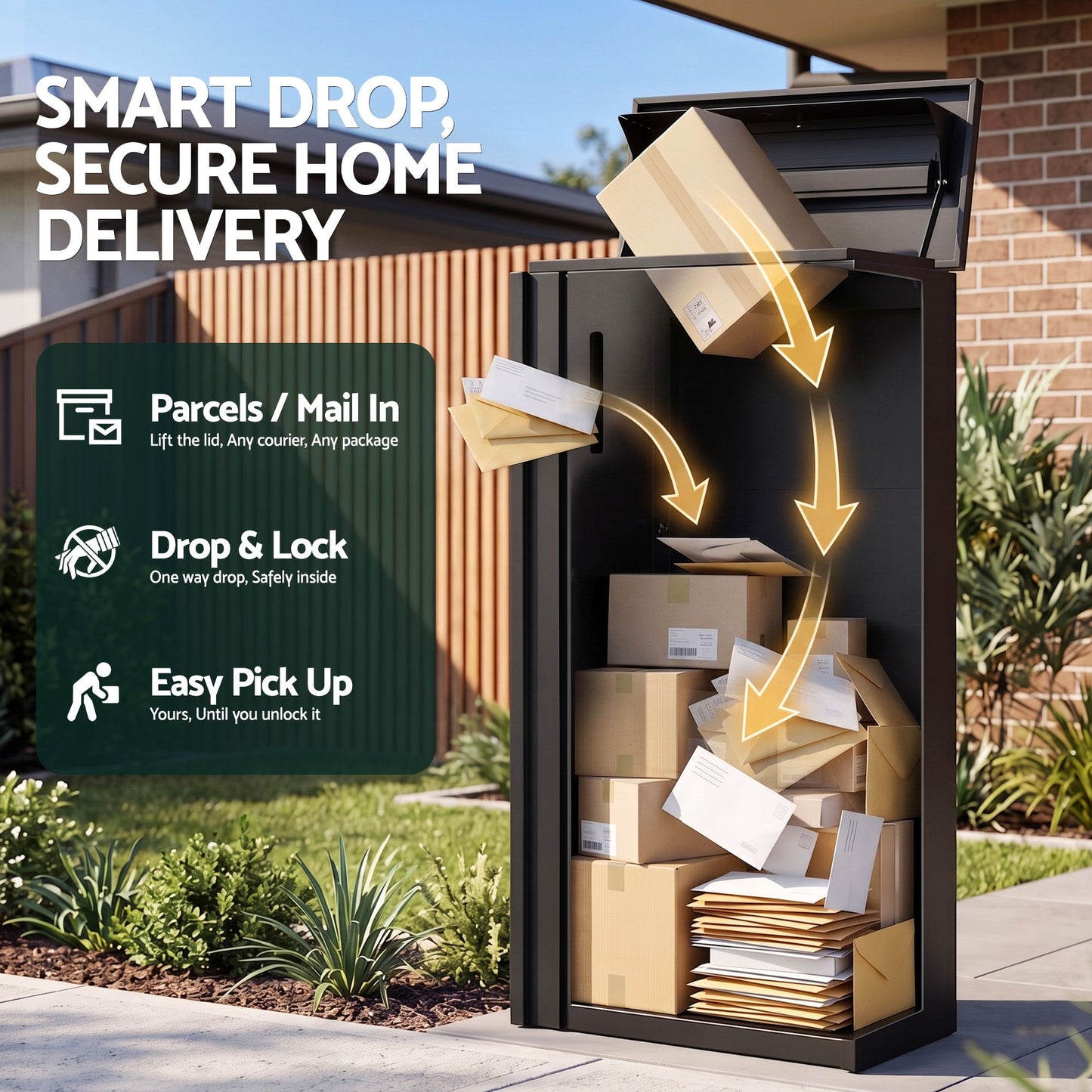 Gardeon Parcel Letterbox - Black