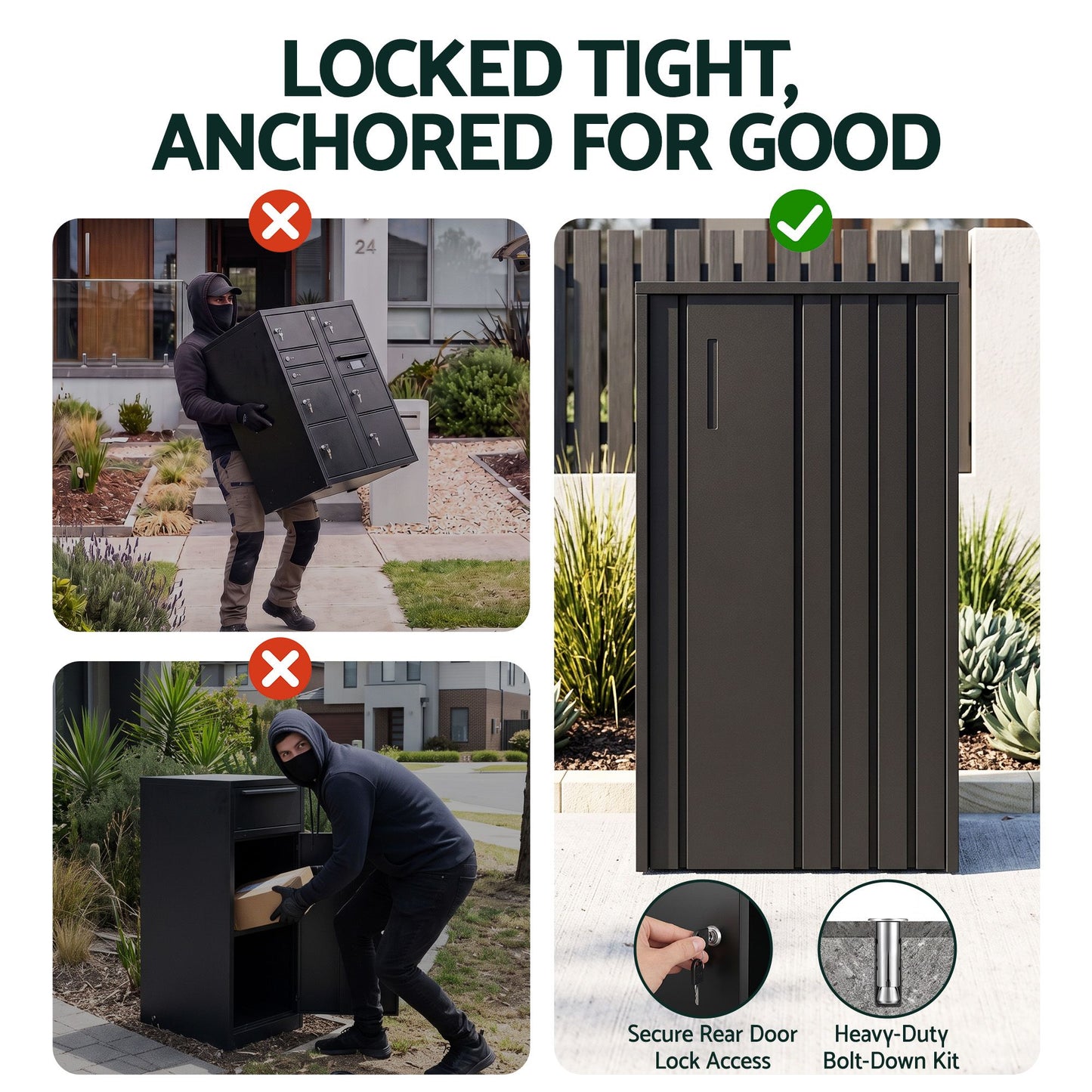 Gardeon Parcel Letterbox - Black
