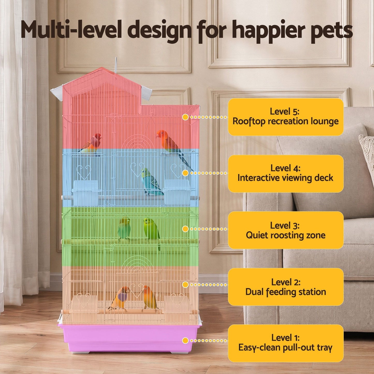 i.Pet 100cm Bird Cage - White
