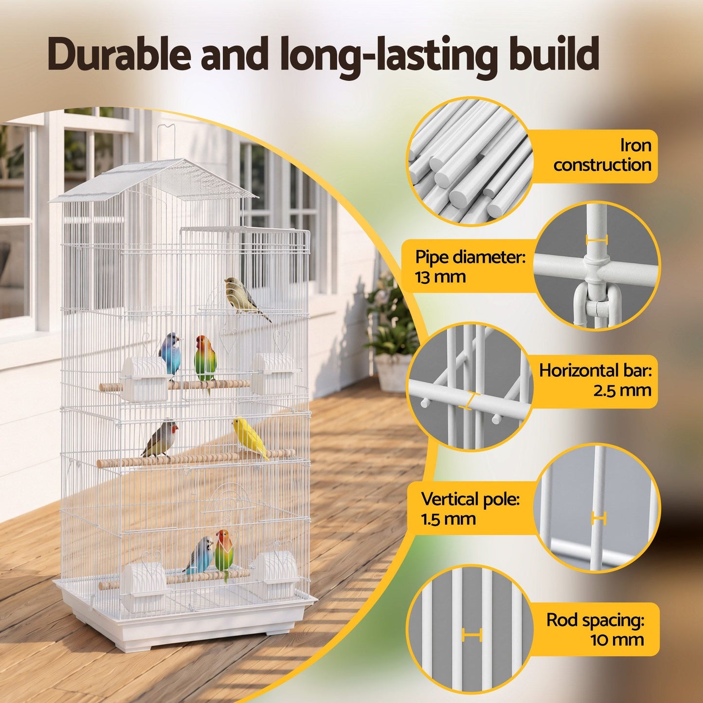 i.Pet 100cm Bird Cage - White