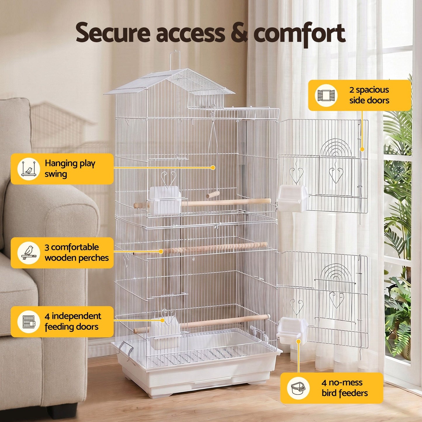 i.Pet 100cm Bird Cage - White