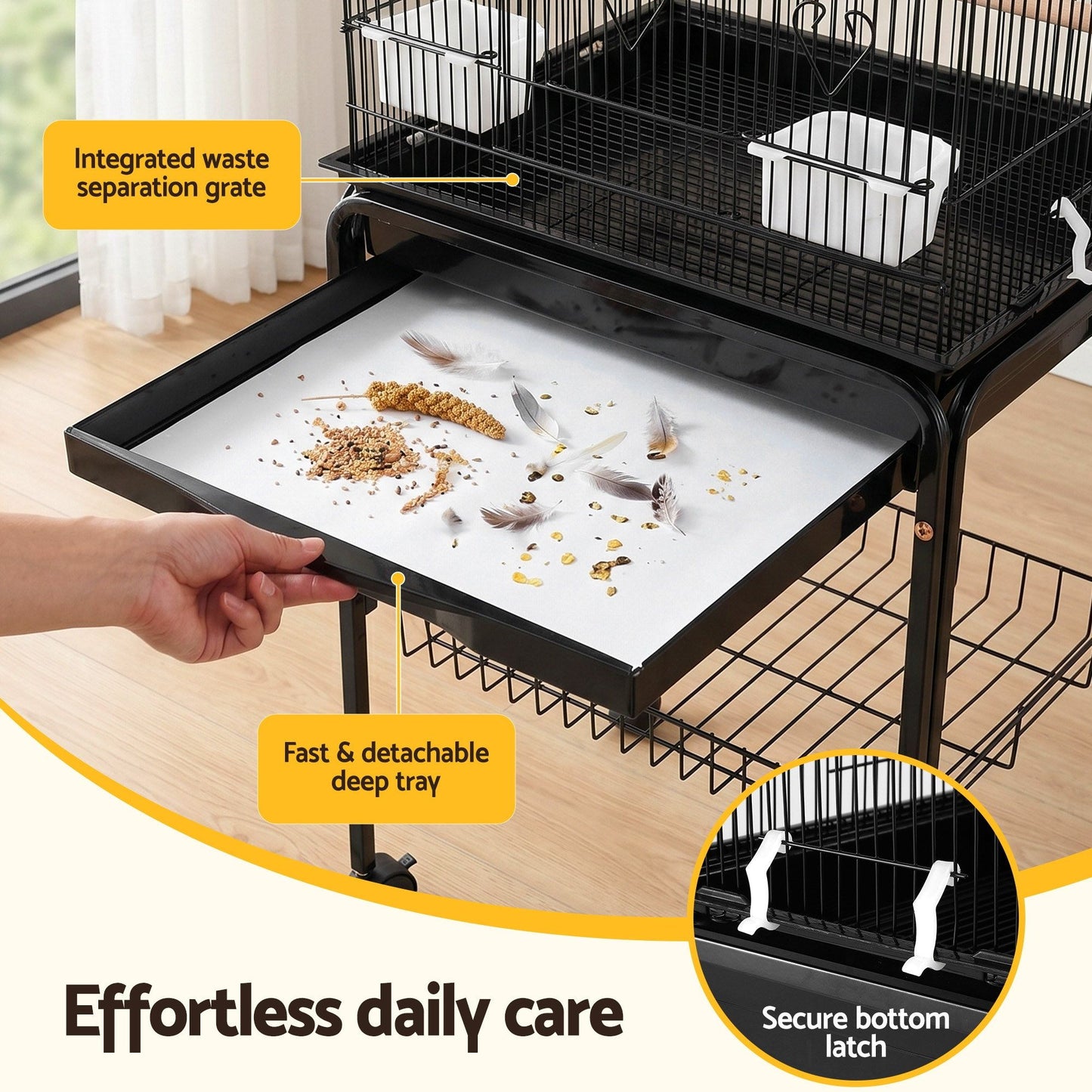 i.Pet 158cm Bird Cage with Stand - Black