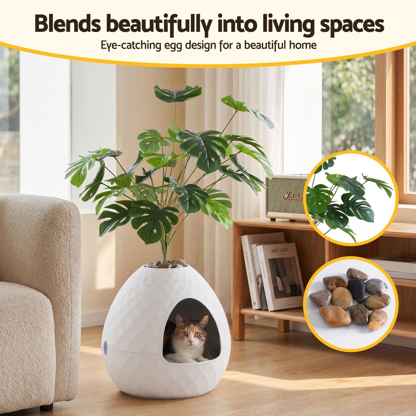 i.Pet Hidden Cat Litter Box Cabinet - White
