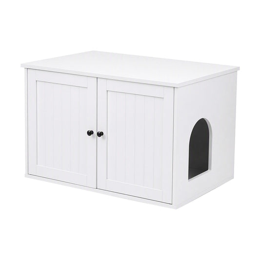 i.Pet 80x53cm Cat Litter Box Enclosure Hidden Litter Tray Cabinet Furniture White