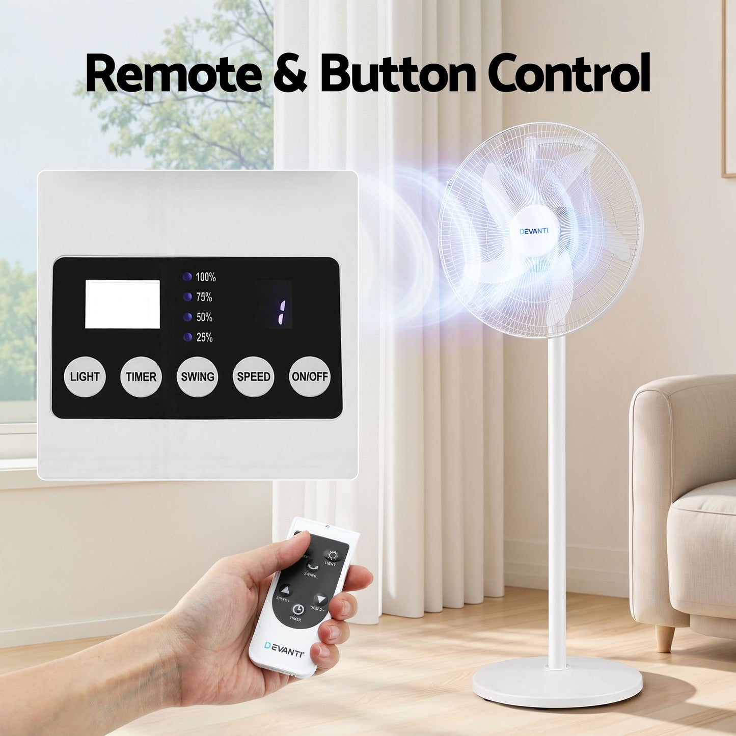 Devanti 16-inch 5-in-1 Rechargeable Fan