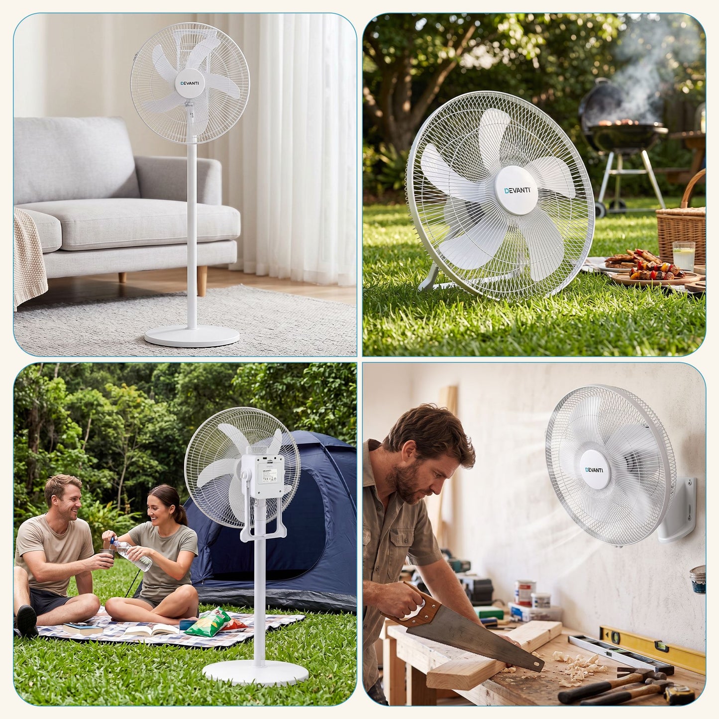 Devanti 16-inch 5-in-1 Rechargeable Fan