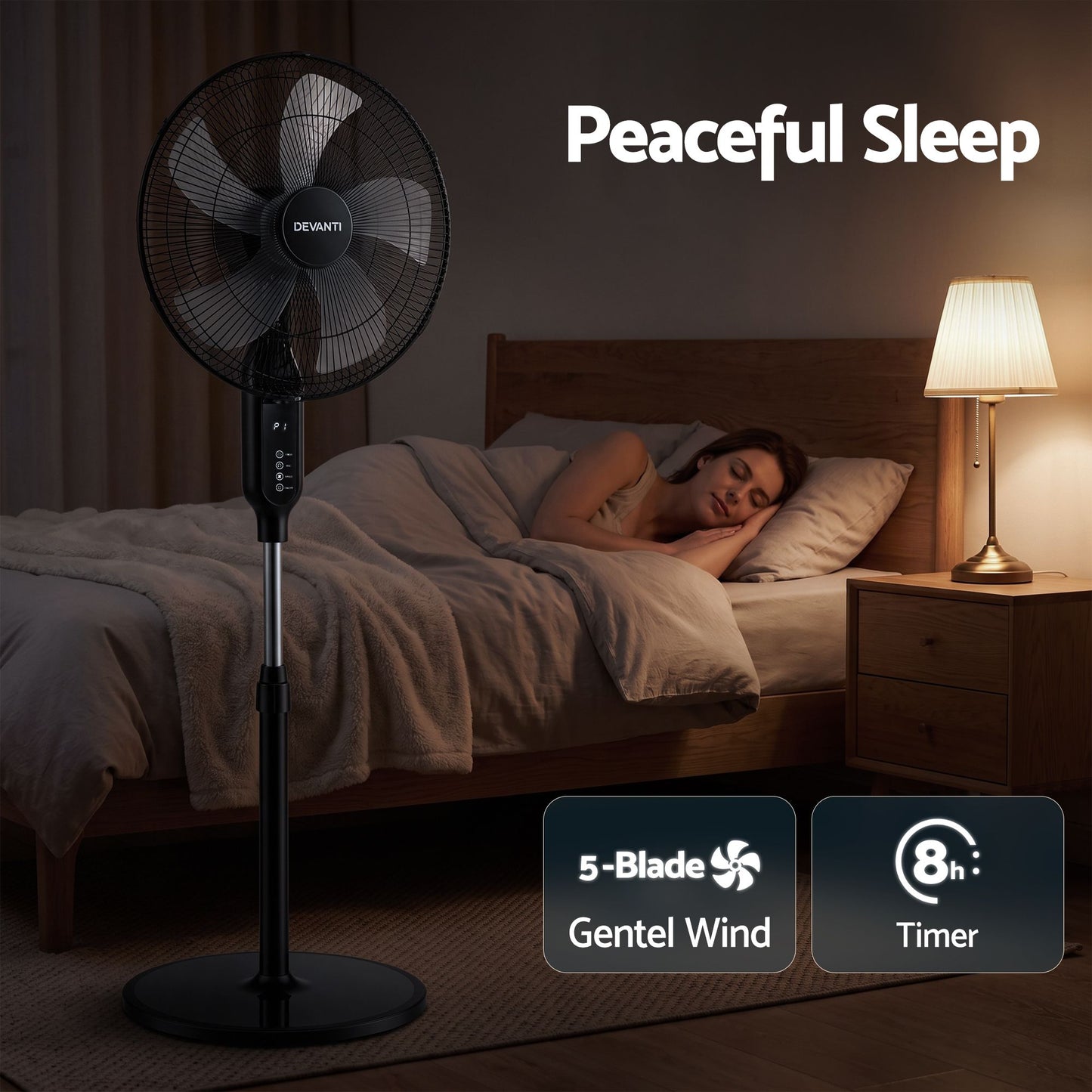 Devanti 16-inch Pedestal Fan with Remote - Black