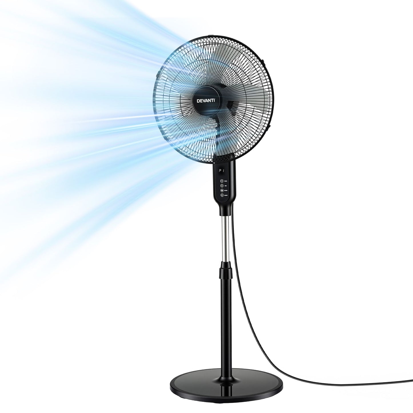 Devanti 16-inch Pedestal Fan with Remote - Black