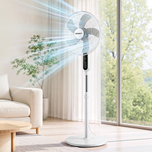 Devanti 16-inch Pedestal Fan with Remote - White