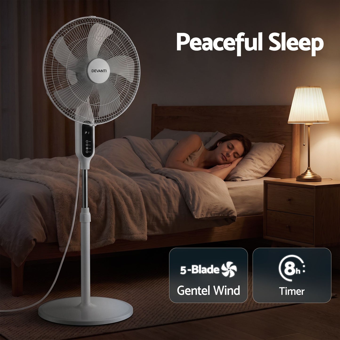 Devanti 16-inch Pedestal Fan with Remote - White