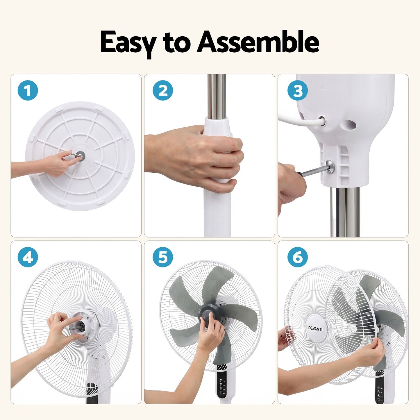 Devanti 16-inch Pedestal Fan with Remote - White