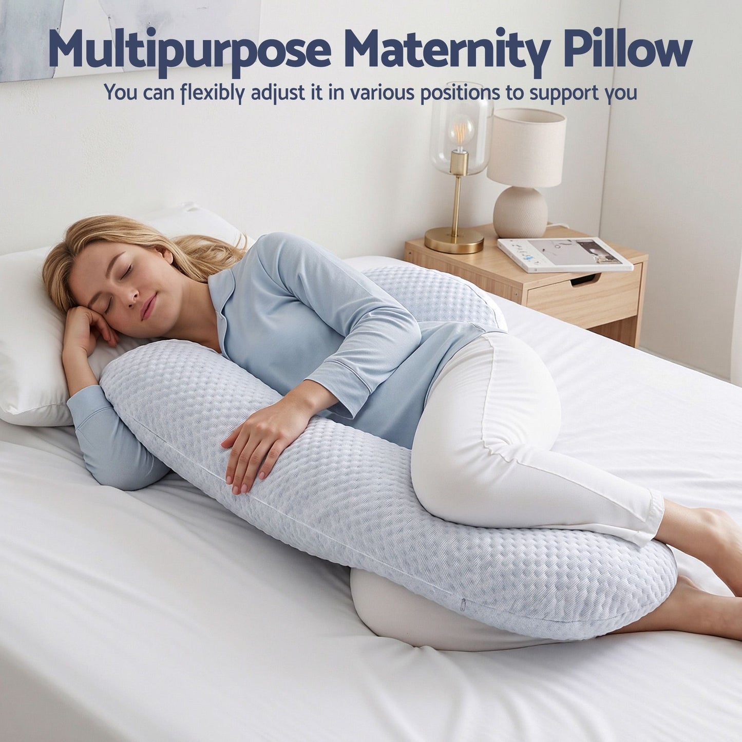 Giselle Bedding Cooling Pregnancy Pillow - Blue