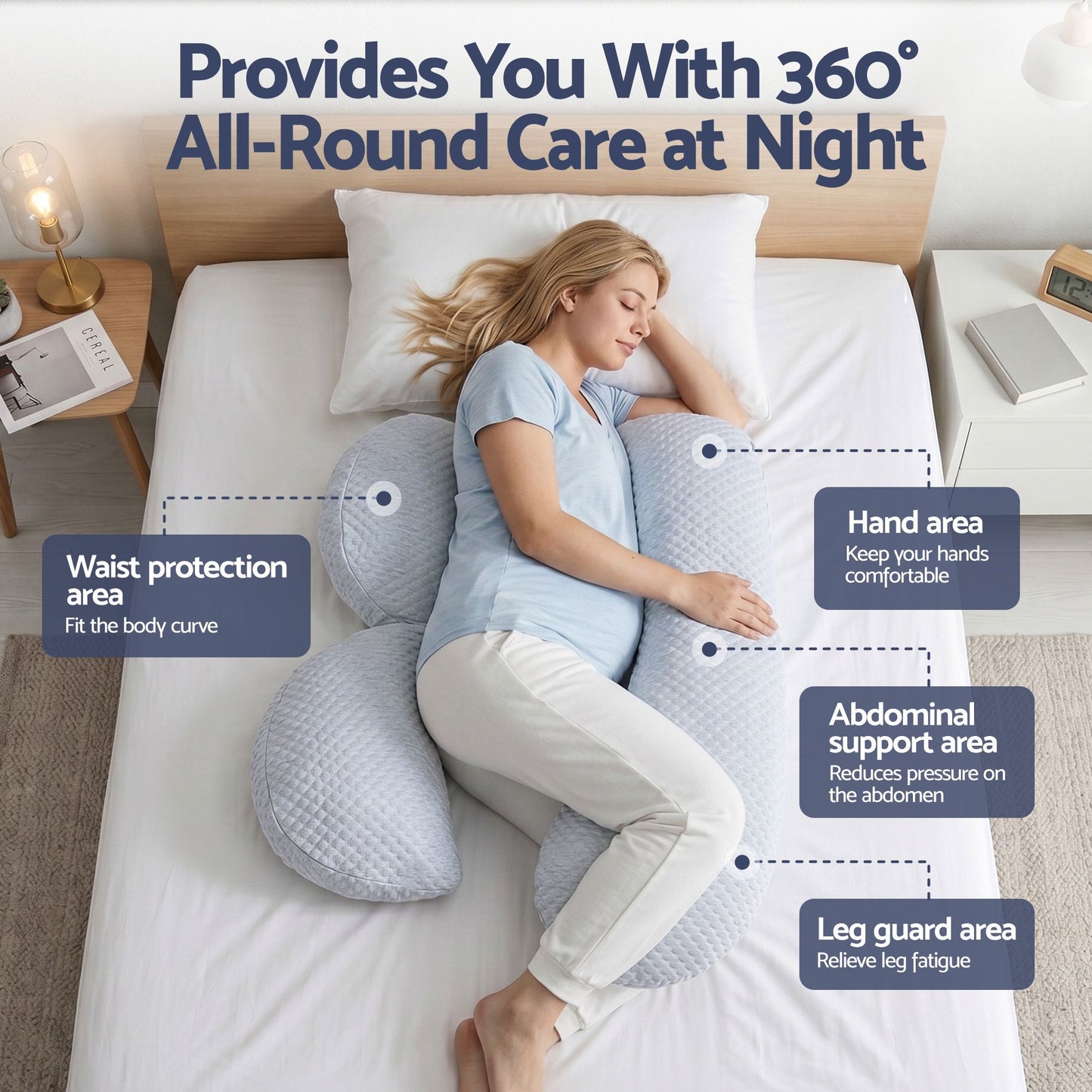 Giselle Bedding Cooling Pregnancy Pillow - Blue