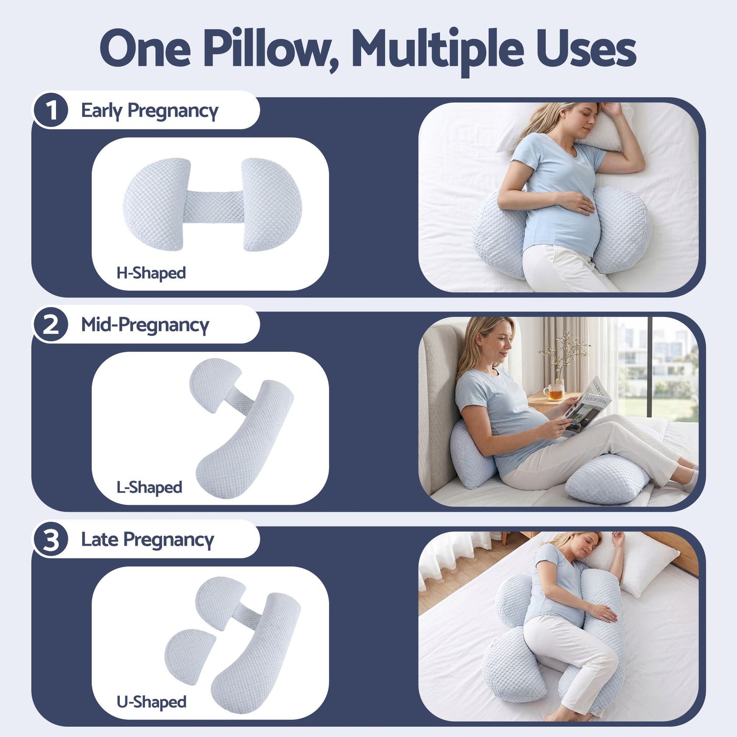 Giselle Bedding Cooling Pregnancy Pillow - Blue