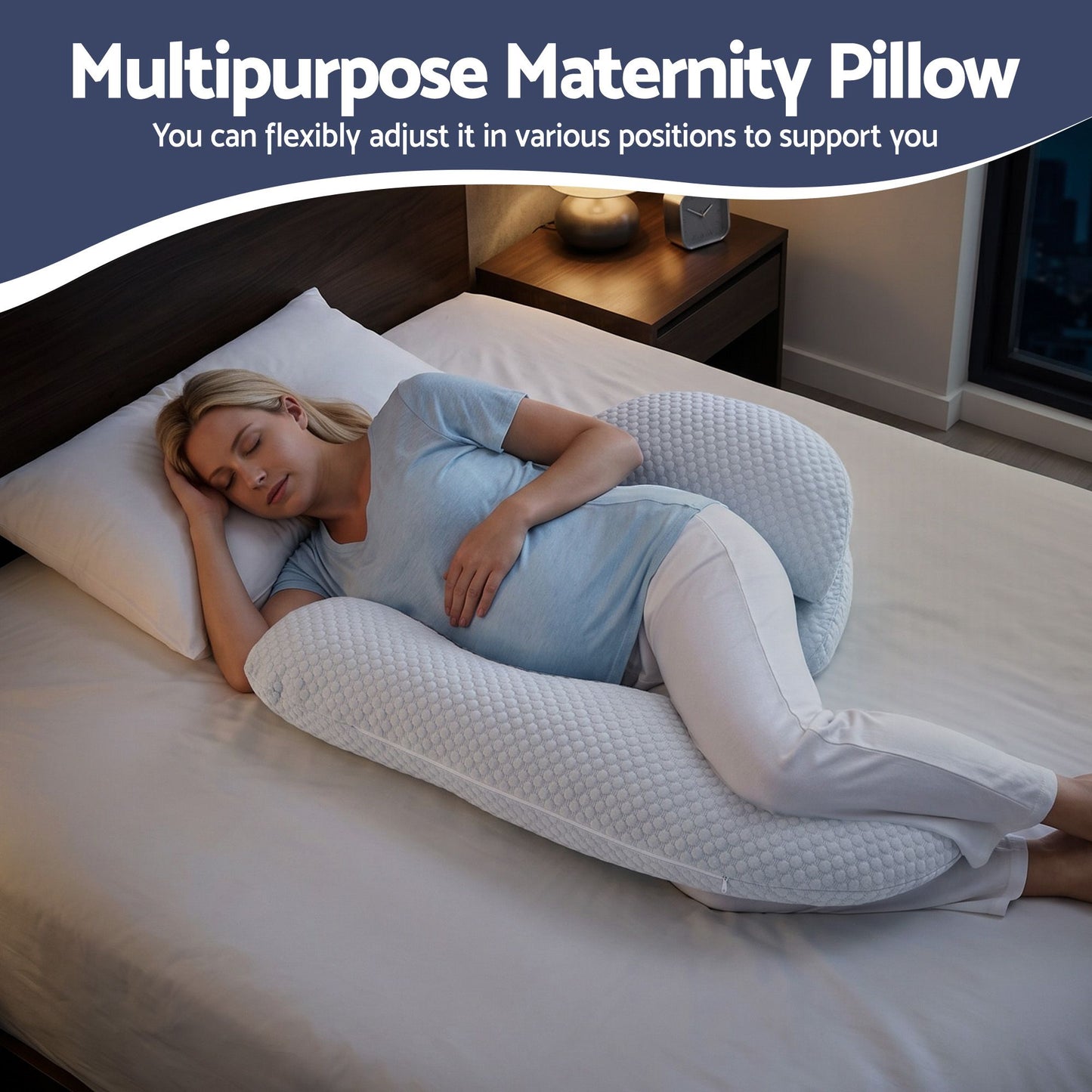 Giselle Bedding Cooling Pregnancy Pillow - Blue