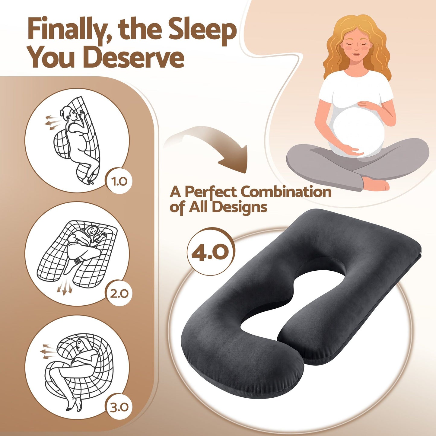 Giselle Bedding G-Shaped Pregnancy Pillow - Grey