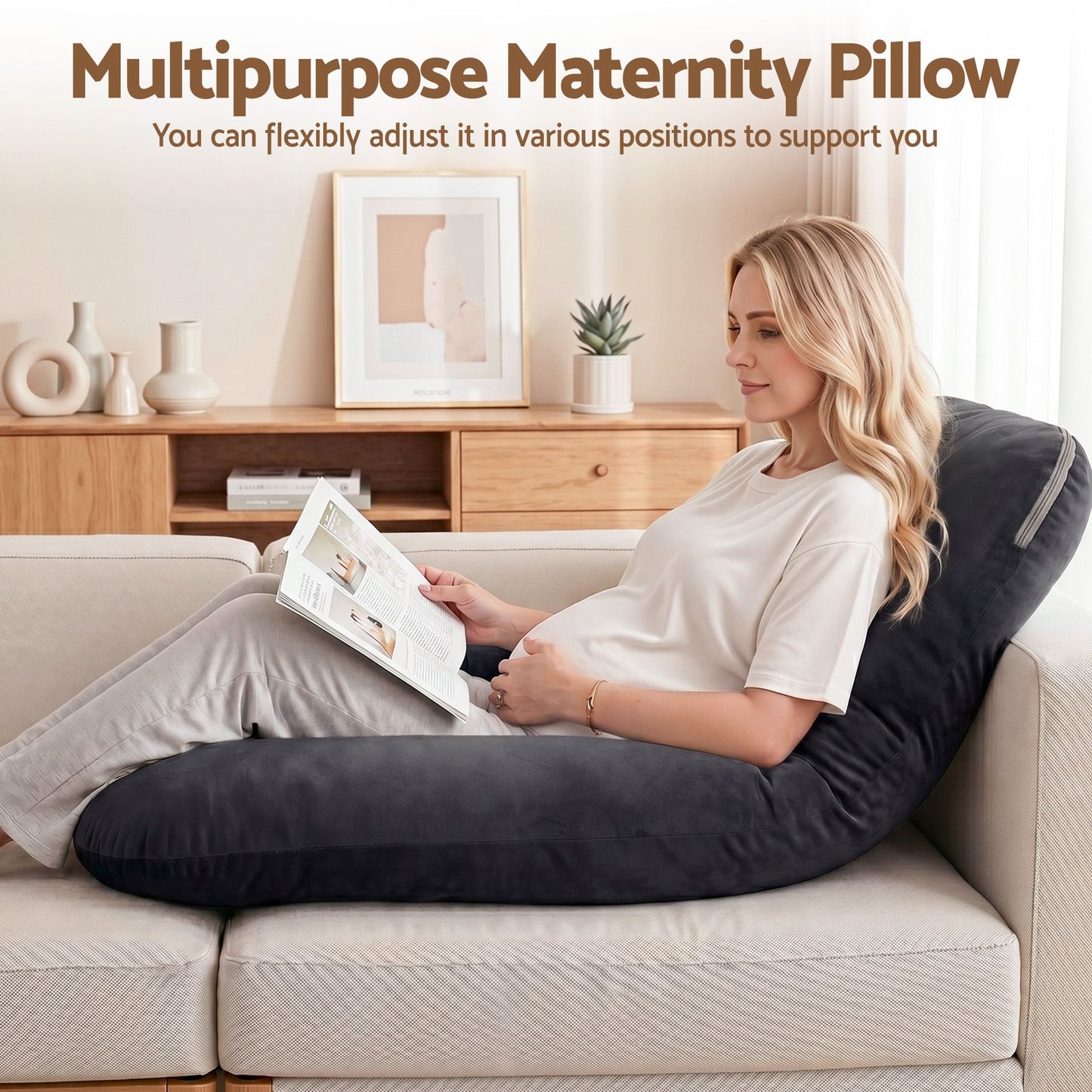 Giselle Bedding G-Shaped Pregnancy Pillow - Grey