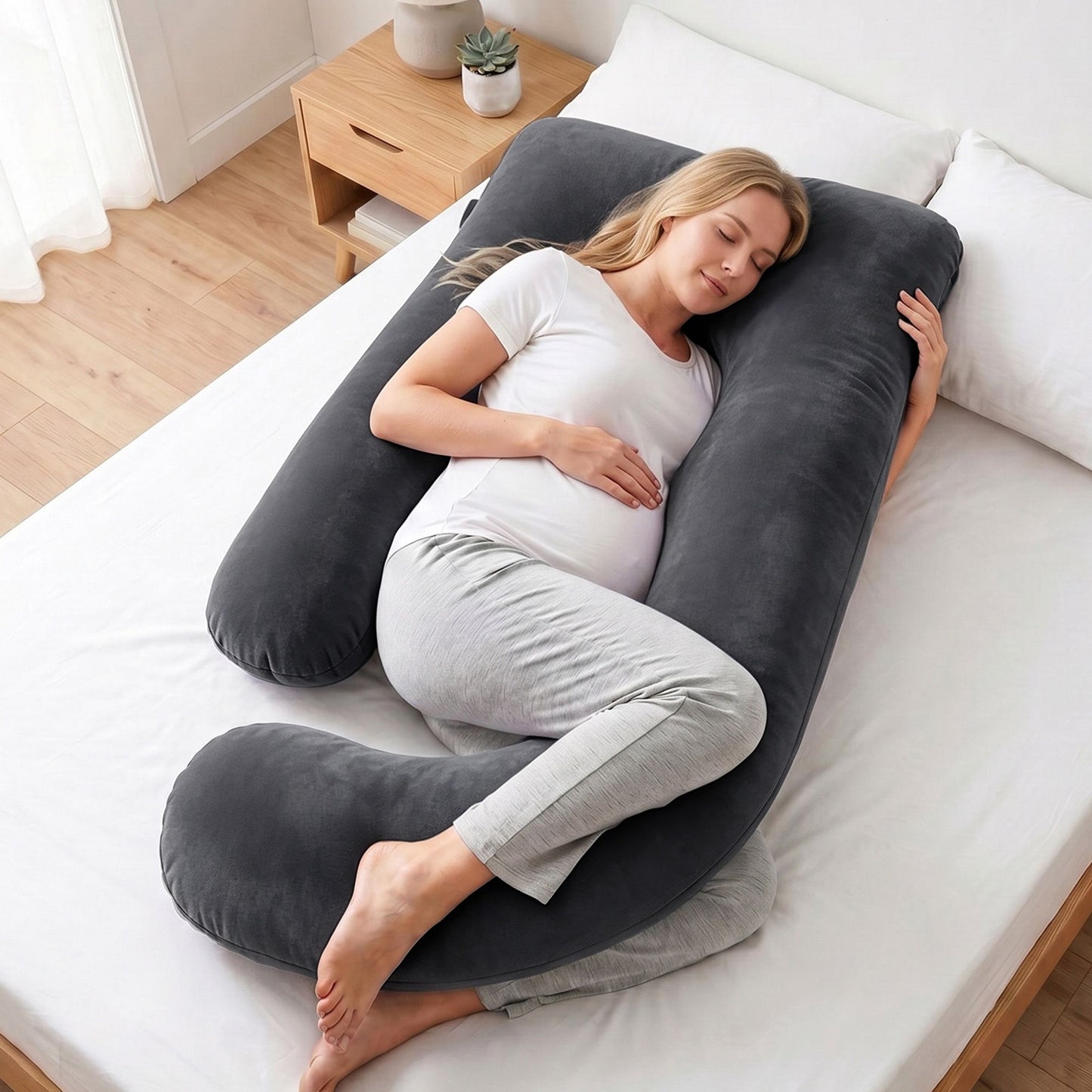 Giselle Bedding G-Shaped Pregnancy Pillow - Grey