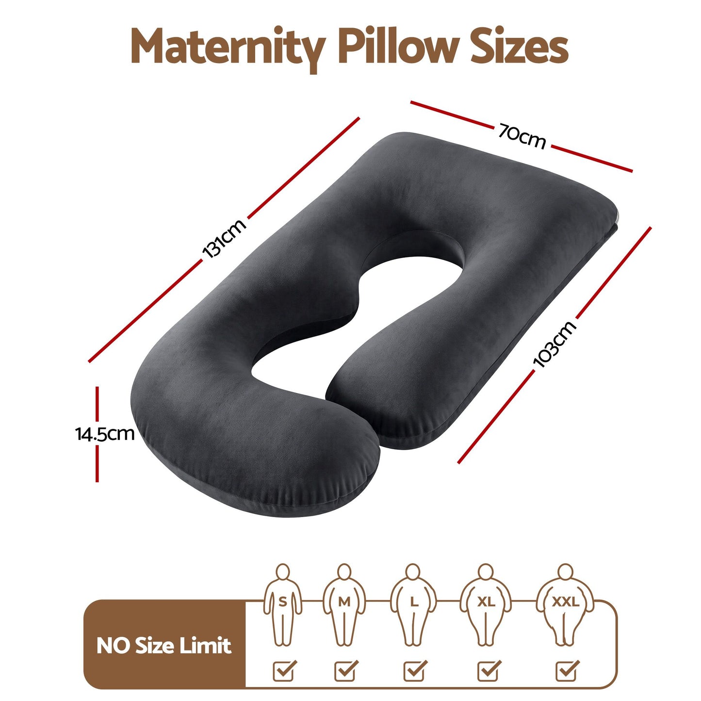 Giselle Bedding G-Shaped Pregnancy Pillow - Grey