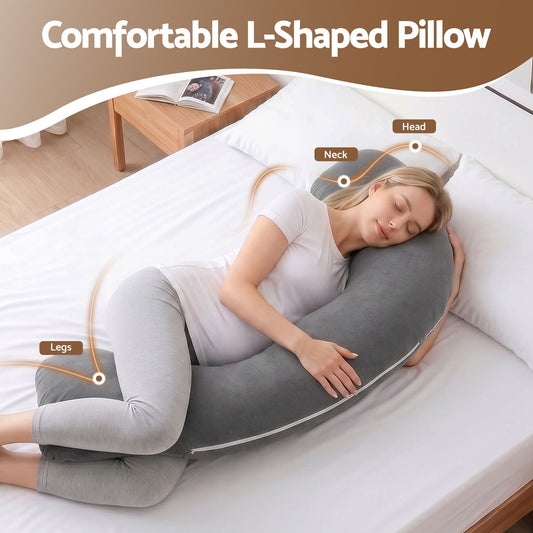 Giselle Bedding L-Shaped Pregnancy Pillow - Grey