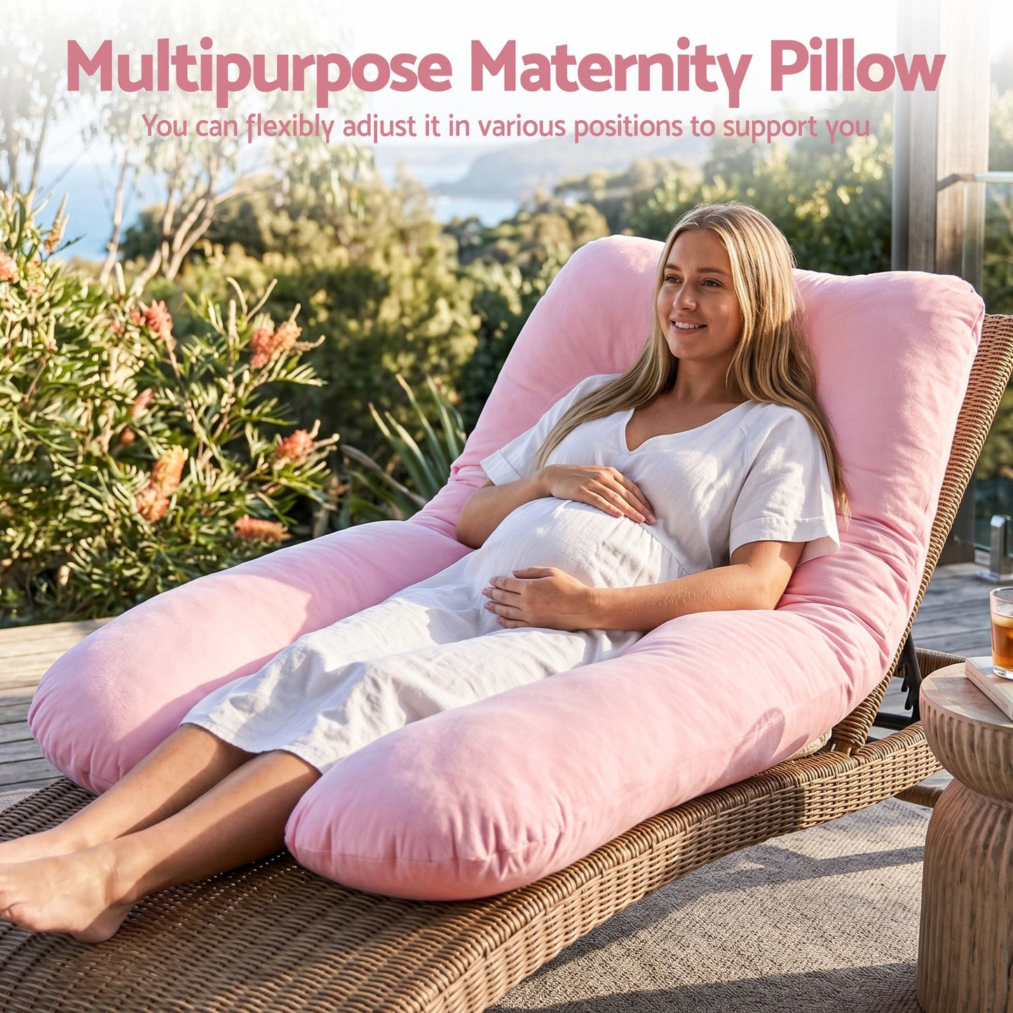 Giselle Bedding U-Shaped Pregnancy Pillow - Pink