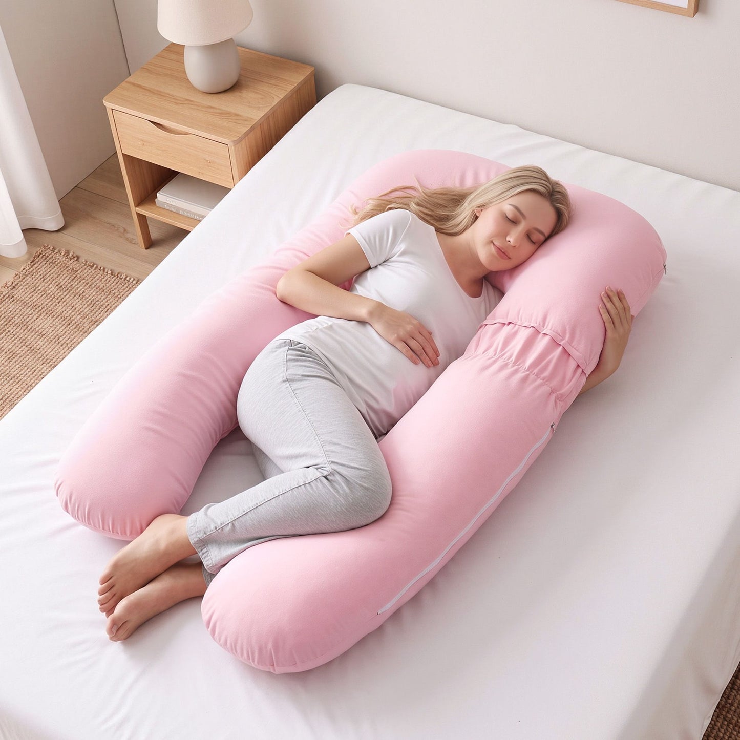 Giselle Bedding U-Shaped Pregnancy Pillow - Pink