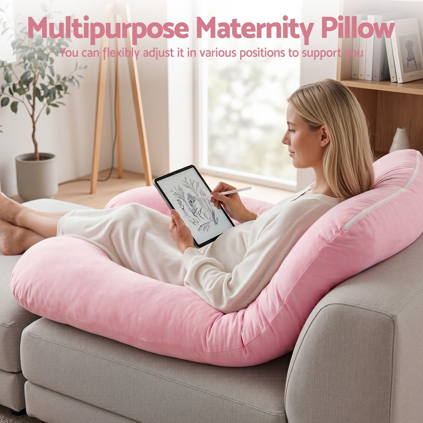Giselle Bedding U-Shaped Pregnancy Pillow - Pink