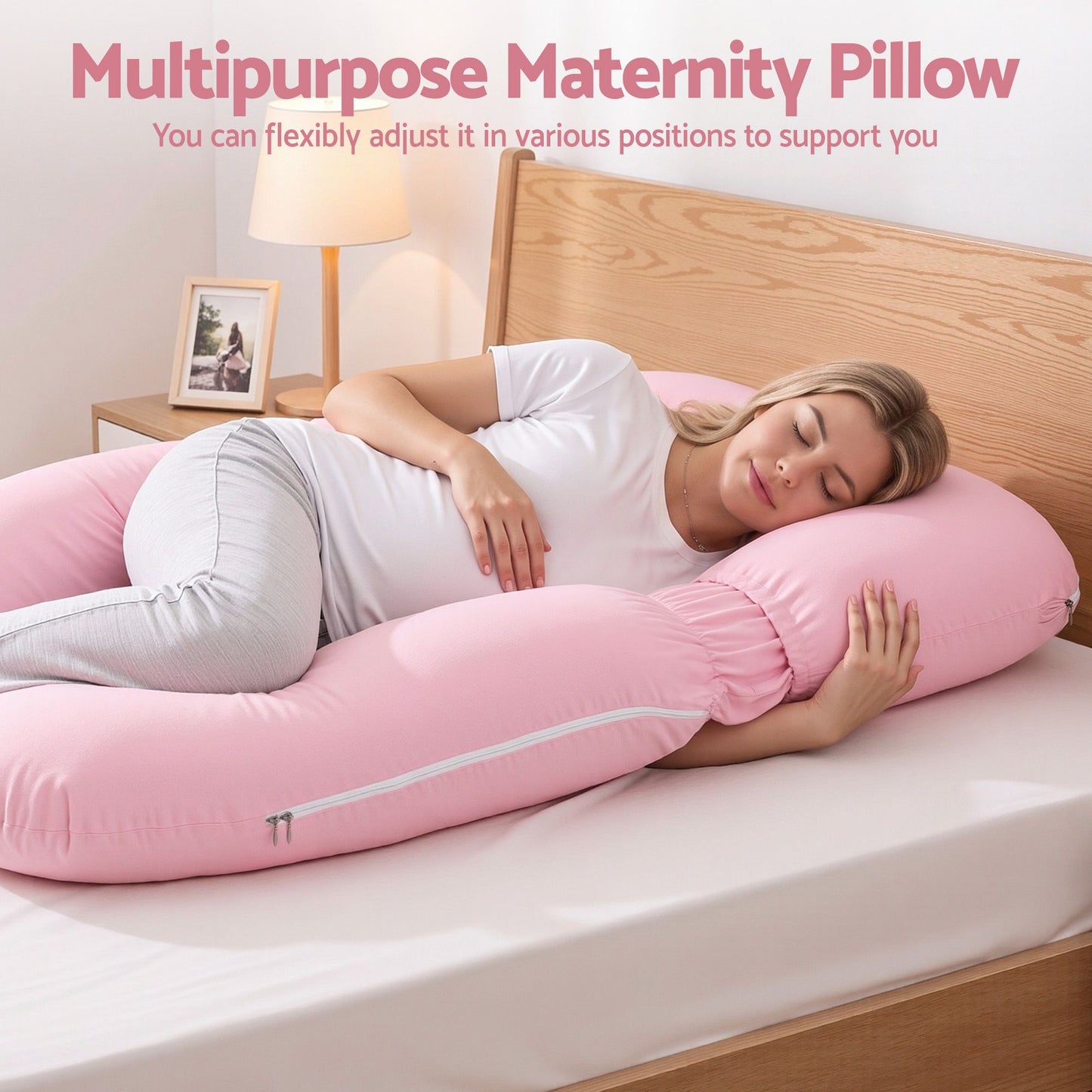 Giselle Bedding U-Shaped Pregnancy Pillow - Pink