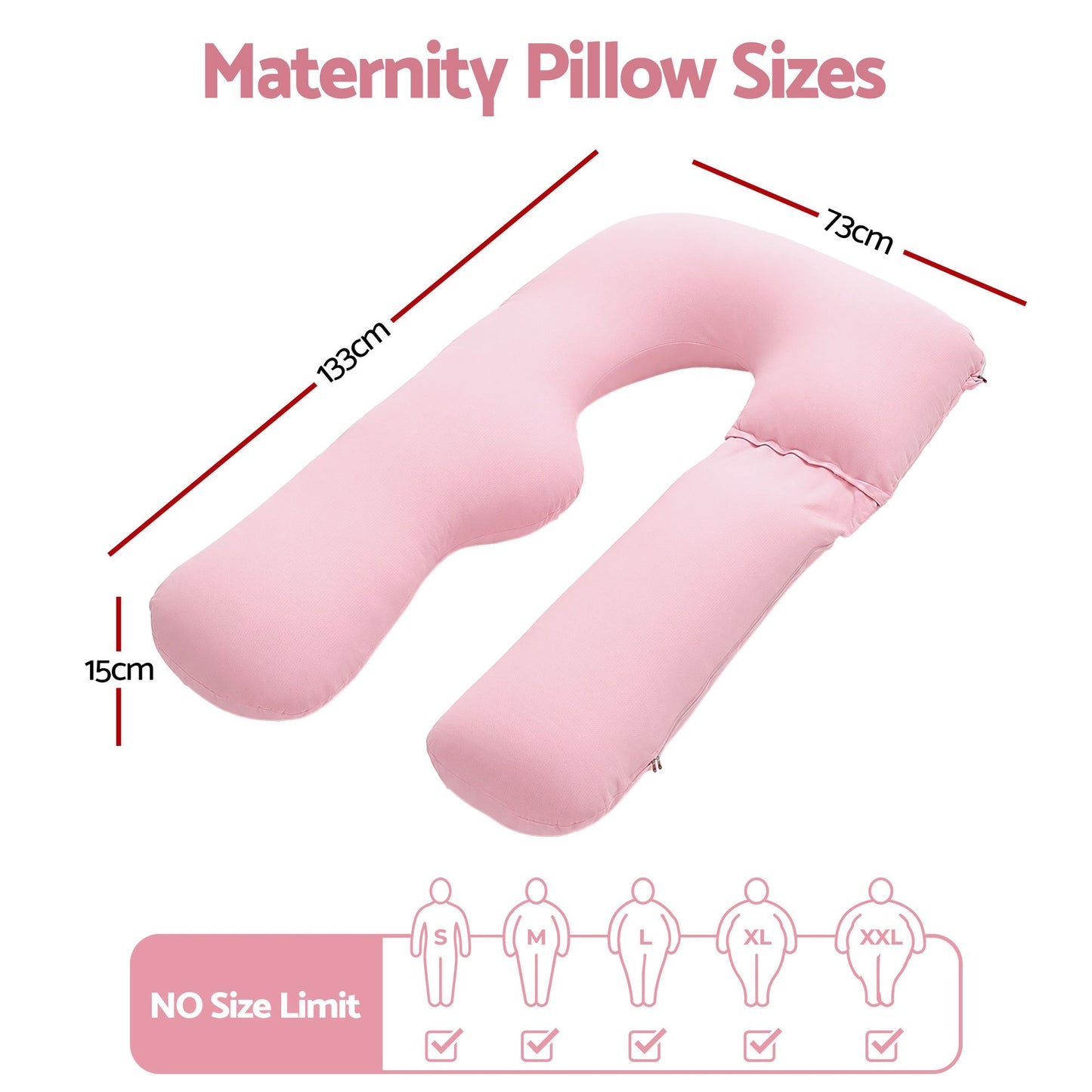 Giselle Bedding U-Shaped Pregnancy Pillow - Pink