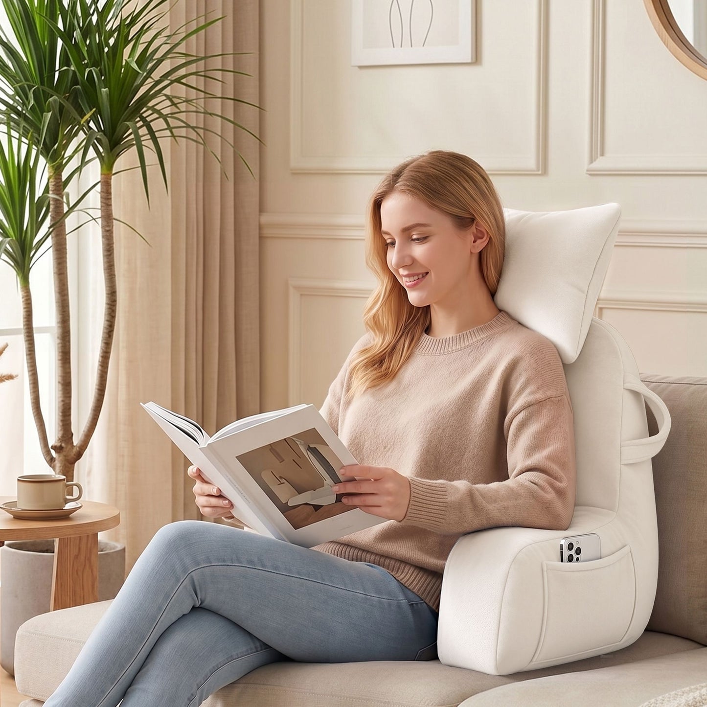 Giselle Bedding Reading Pillow - Beige