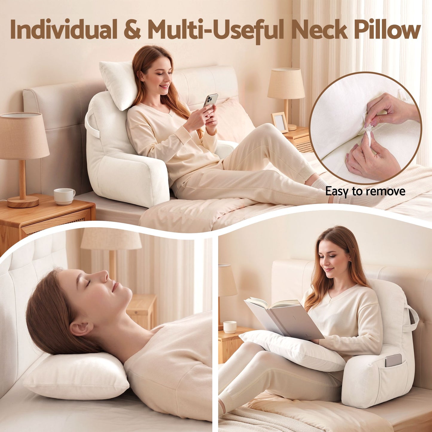 Giselle Bedding Reading Pillow - Beige