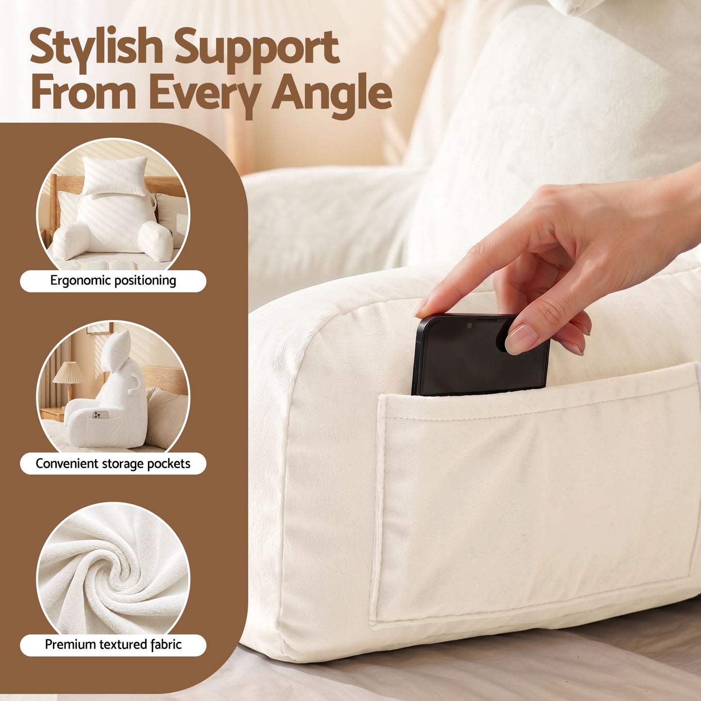 Giselle Bedding Reading Pillow - Beige