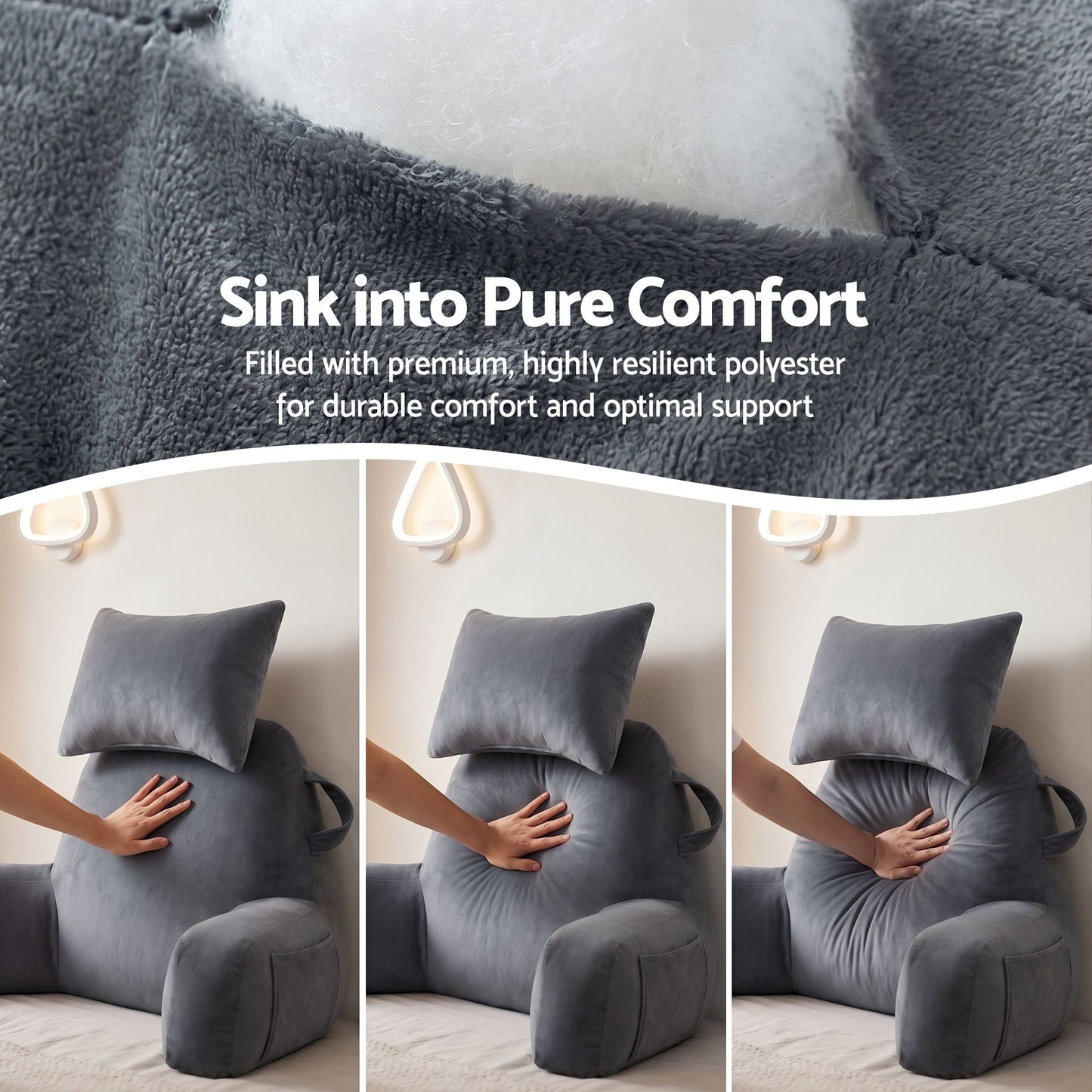 Giselle Bedding Reading Pillow - Grey