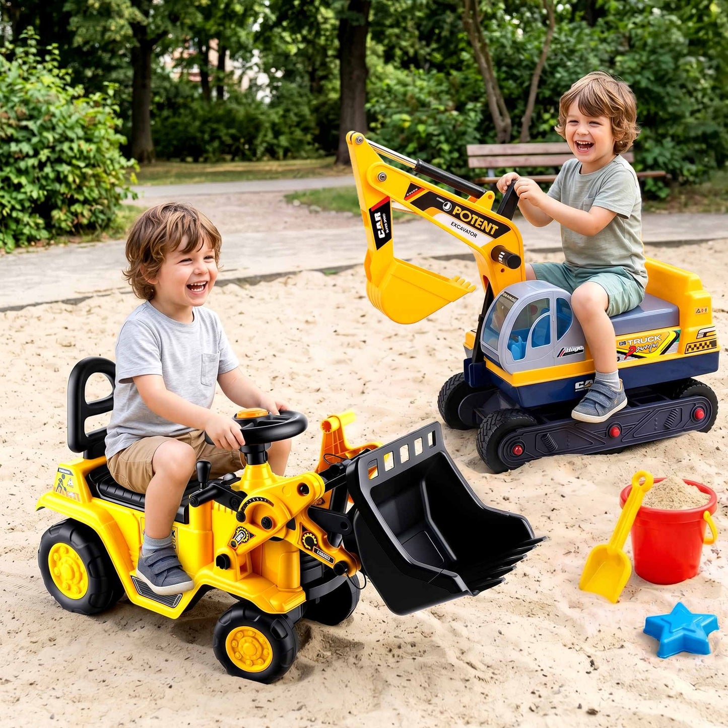 Keezi Ride-On Bulldozer & Digger Toy