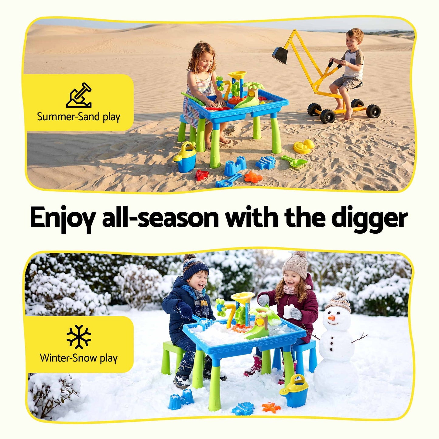 Keezi Ride-On Digger with Sand & Water Table