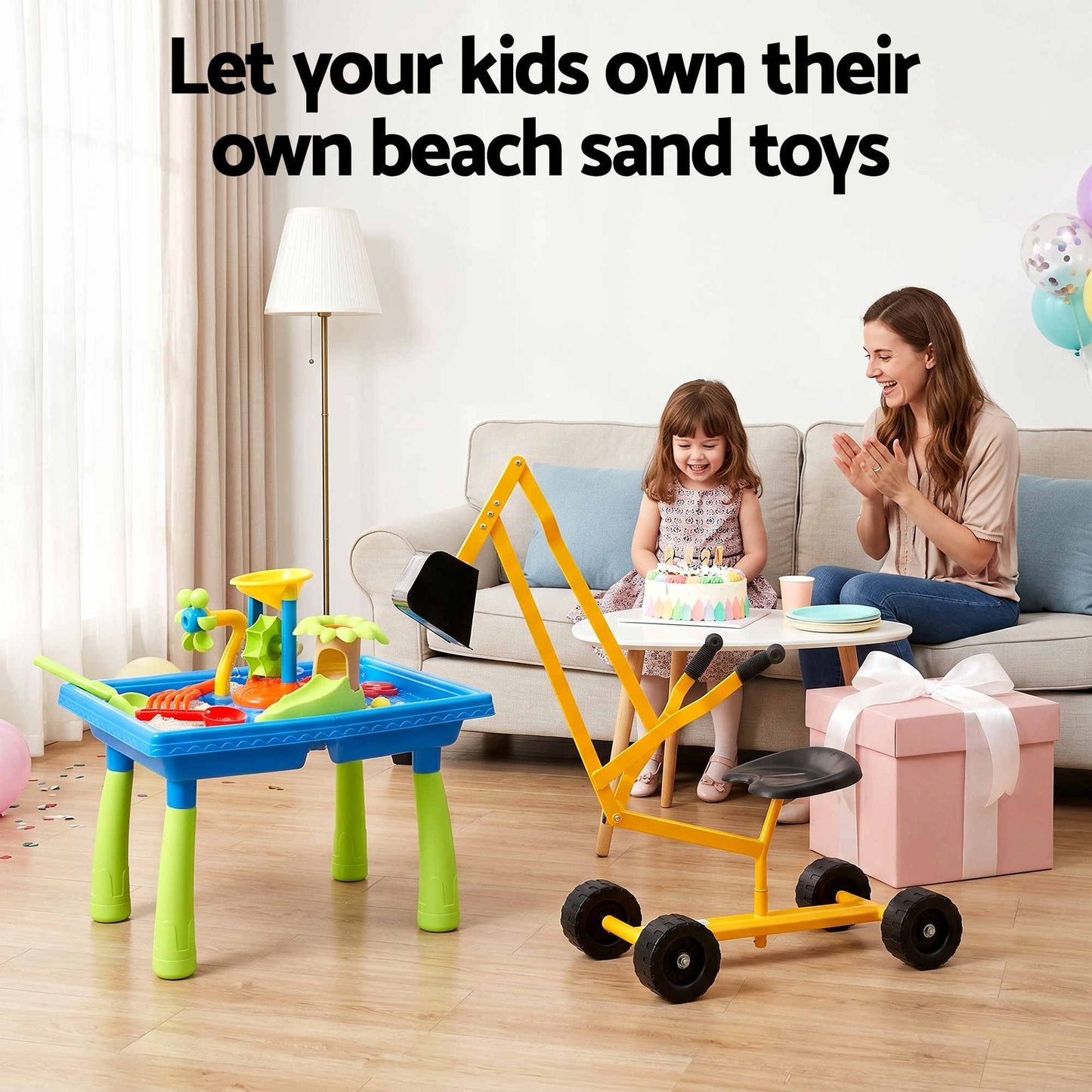 Keezi Ride-On Digger with Sand & Water Table