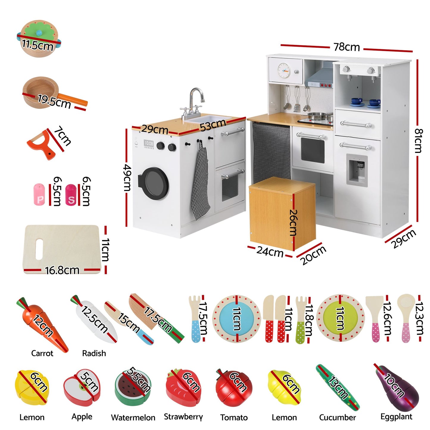 Keezi Kids Wooden Kitchen Playset 2-Piece