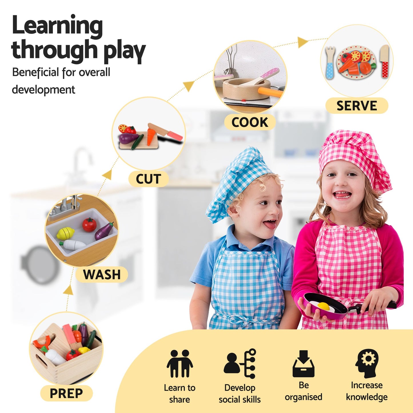 Keezi Kids Wooden Kitchen Playset 2-Piece