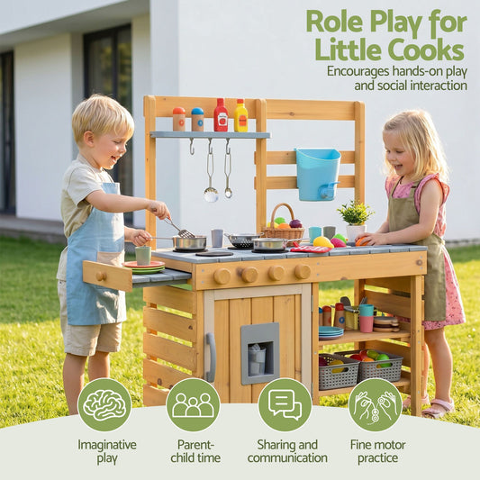 Keezi 95cm Wooden Kids Kitchen Playset