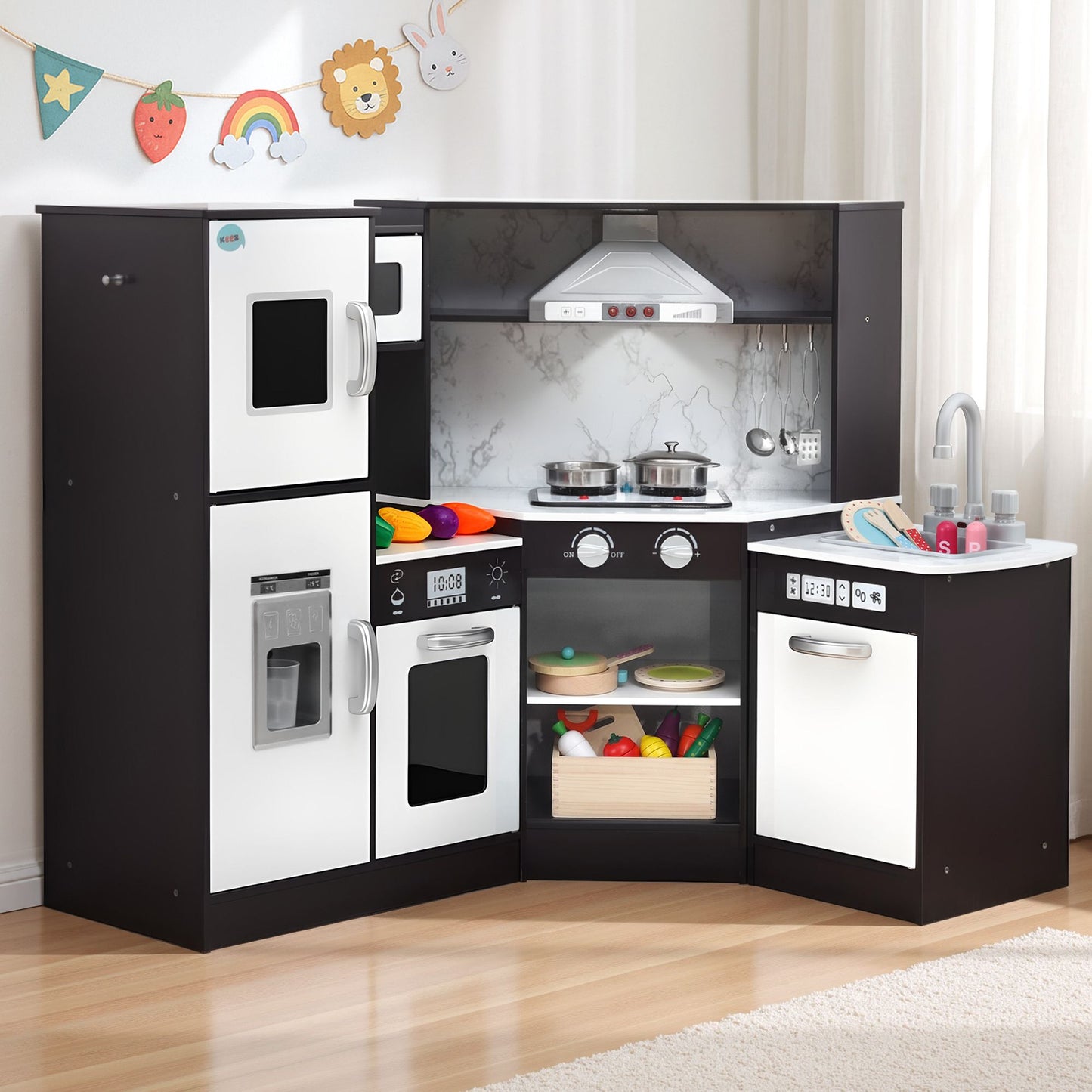 Keezi Wooden Kitchen Playset with Food Set