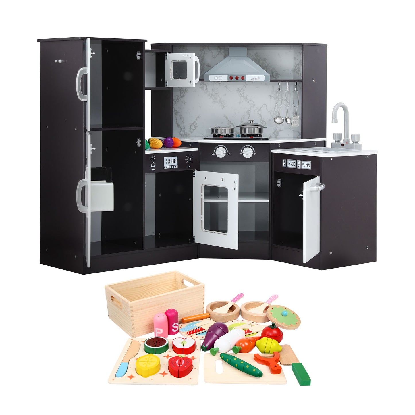 Keezi Wooden Kitchen Playset with Food Set