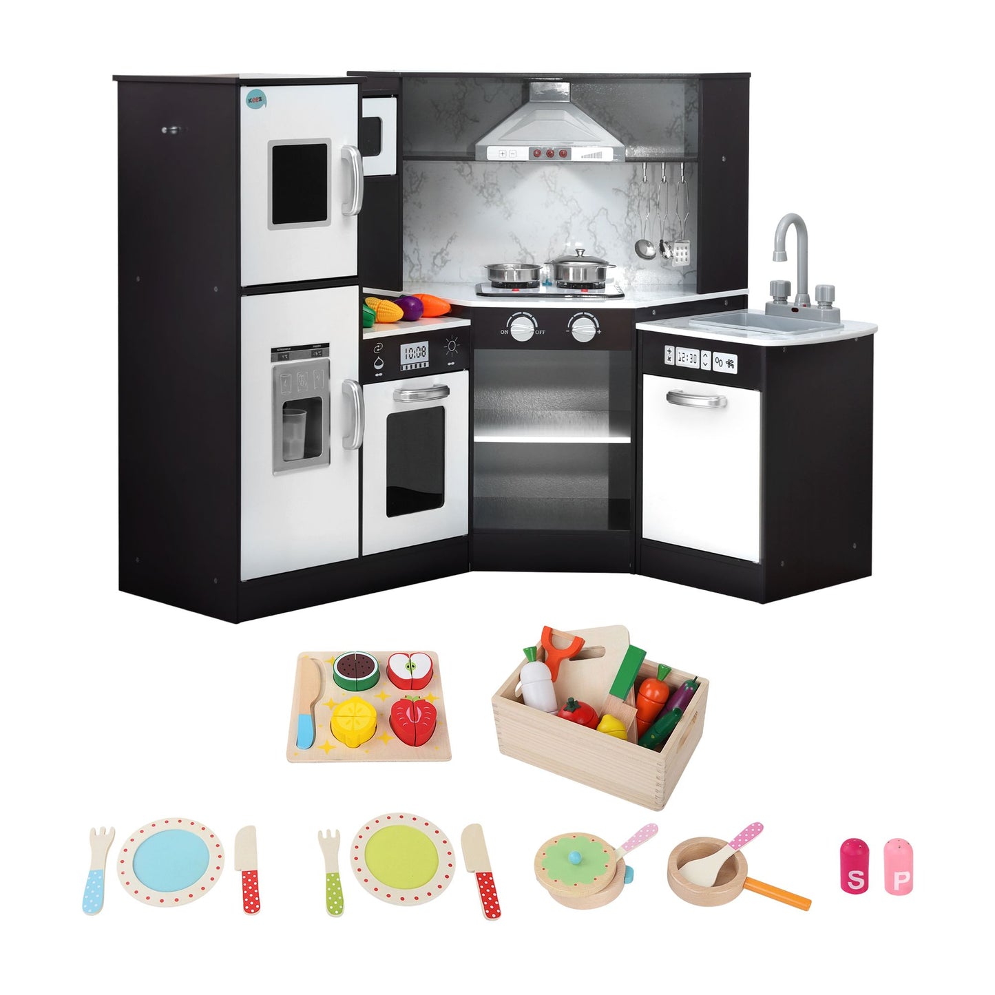 Keezi Wooden Kitchen Playset with Food Set