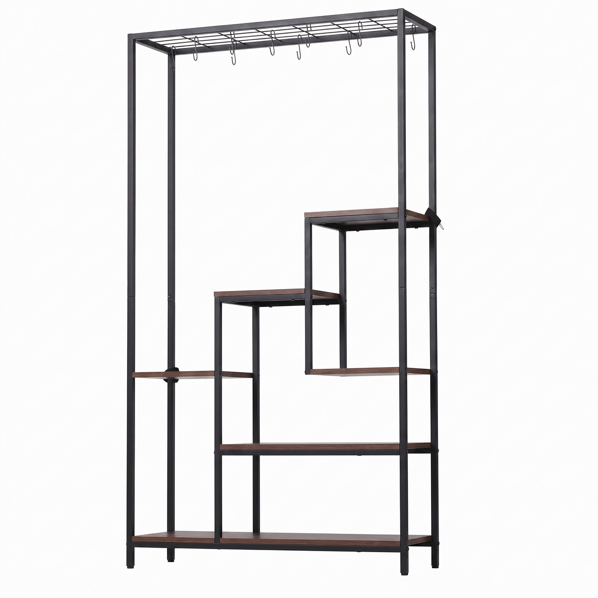 Artiss 6-Tier Plant Stand with Hanging Hooks – Metal & Wood