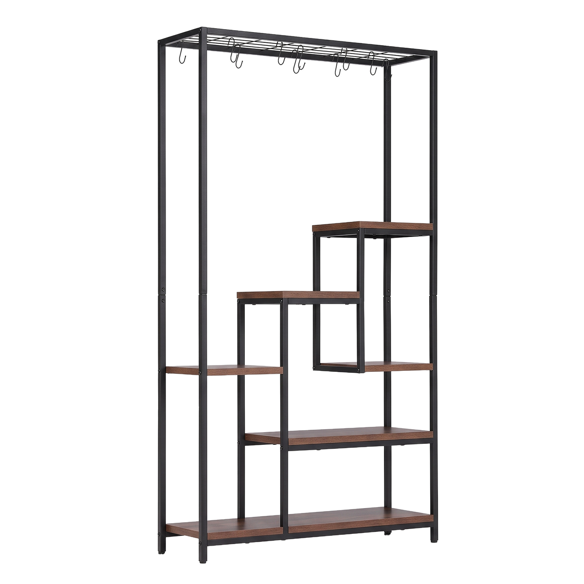 Artiss 6-Tier Plant Stand with Hanging Hooks – Metal & Wood