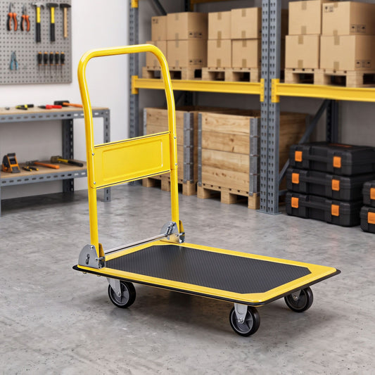 Giantz Folding Hand Trolley - 150kg - yellow