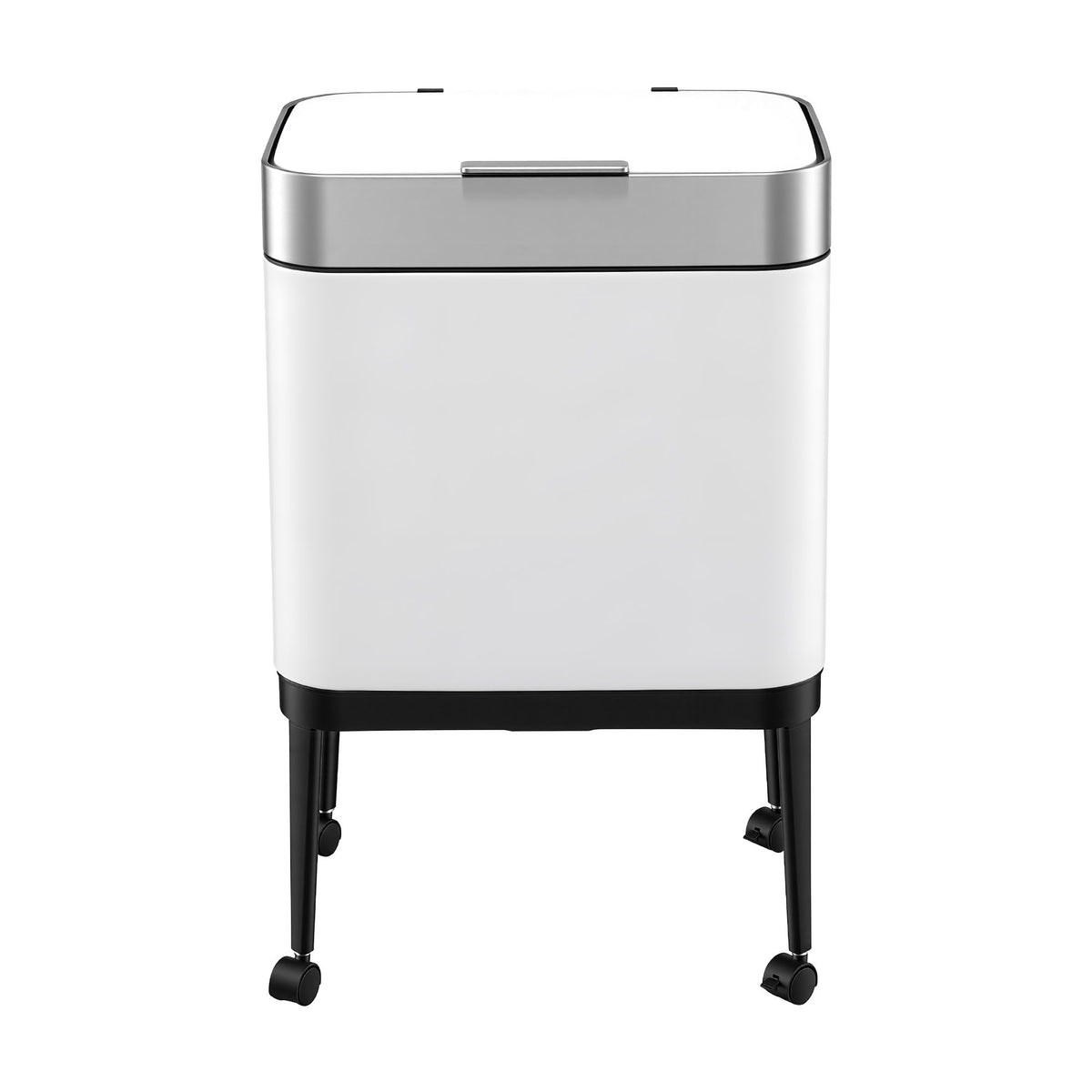 Cefito 40L Press Top Trash Can Kitchen Rubbish Bin Moblie Stainless Steel White
