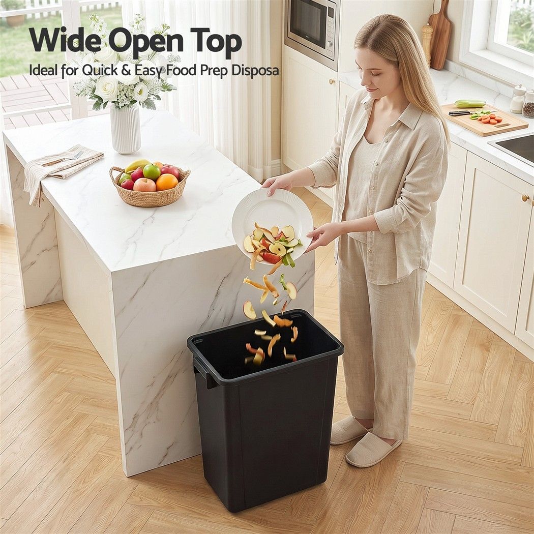 Cefito 35L Rubbish Bin Waste Dustbin Open Top Trash Can Kitchen Office Dark Grey