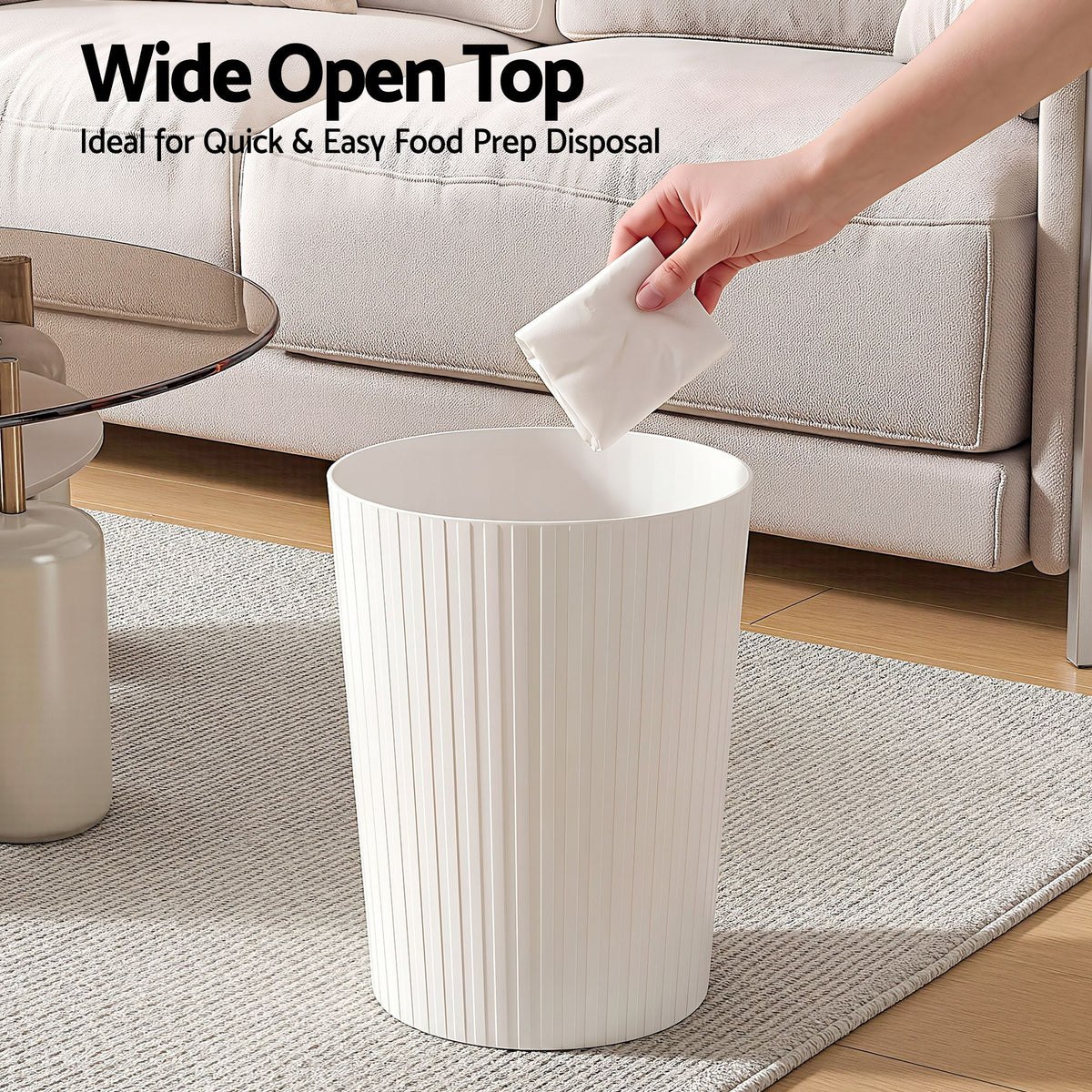 Cefito 8L Open Top Rubbish Bins Waste Bin Trash Can Storage Dustbin White